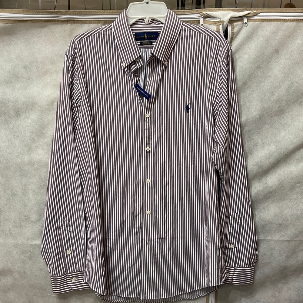 Mens Ralph Lauren Striped Mauve Shirt, Multiple sizes